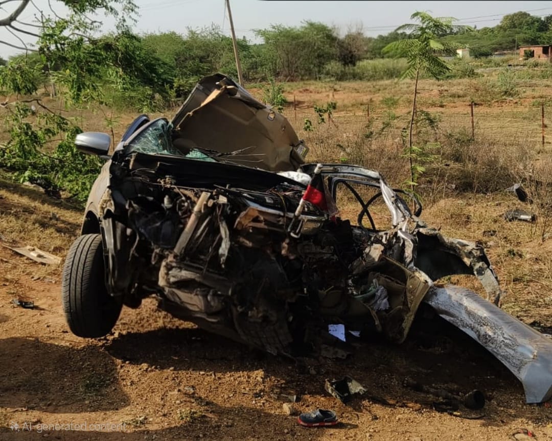 வேடசந்தூர் அருகே திமுக பிரமுகரின் கார் மரத்தில் மோதி விபத்து